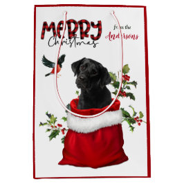 Sacola Para Presentes Média Black Labrador Retriever Puppy Dog Natal