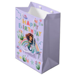 Sacola Para Presentes Média Black Mermaid Gift Bag in Purple
