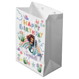 Sacola Para Presentes Média Black Mermaid Gift Bag in White
