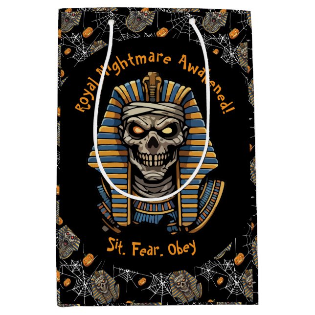Sacola Para Presentes Média 🖤 Black Pharaoh Mummy Gift 🎃 👑 (Frente)