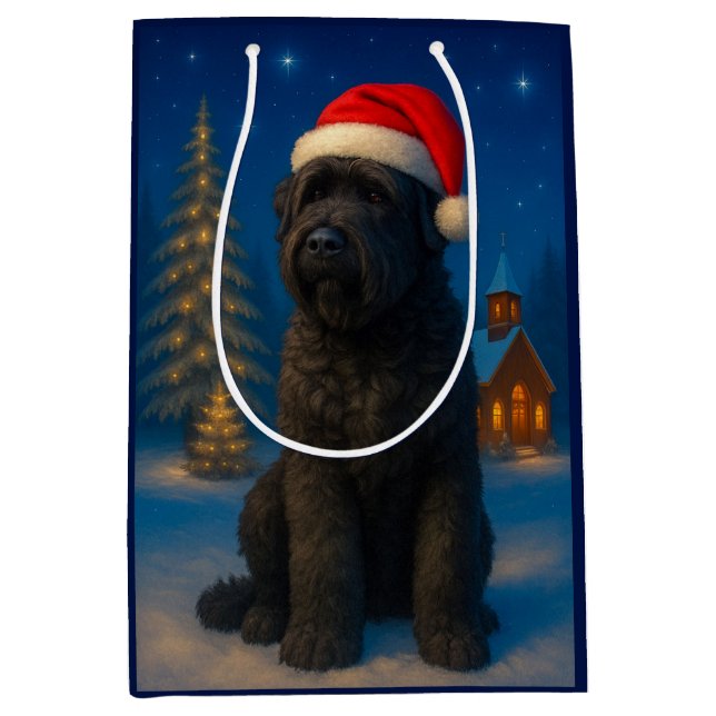 Sacola Para Presentes Média Black Russian Terrier Holiday  (Frente)