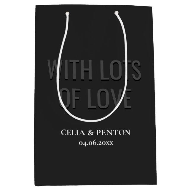 Sacola Para Presentes Média Blackout Minimalist Modern Wedding (Frente)