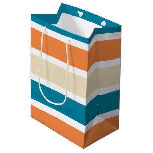 Sacola Para Presentes Média Bloco de Cor Laranja de Turquesa Teal