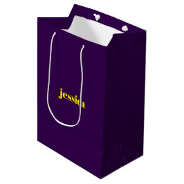 Sacola Para Presentes Média Bloco de cor minimalista nome personalizado 