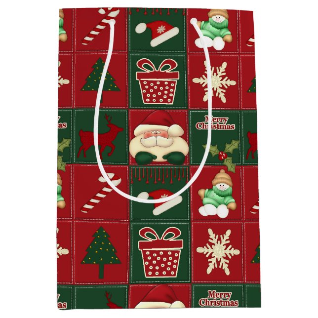 Sacola Para Presentes Média Blocos de Natal - GIFT BAG (Frente)