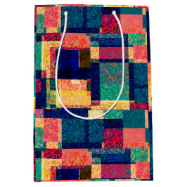 Sacola Para Presentes Média Blocos Prismáticos – Geométrico Abstrato Moderno