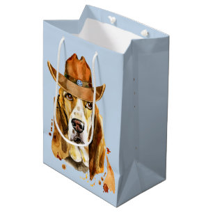 Sacola Para Presentes Média Bloodhound com xerife Cowboy Hat