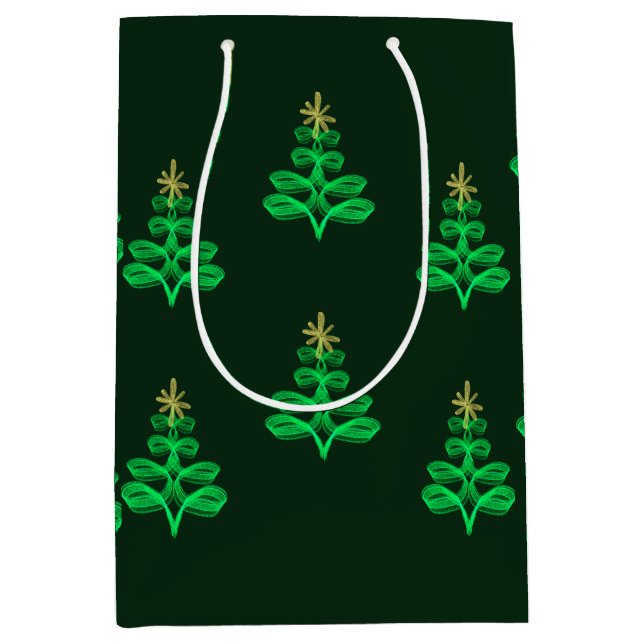 Sacola Para Presentes Média Blue Christmas wrapping paper  (Frente)