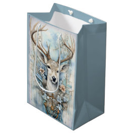 Sacola Para Presentes Média Blue Deer Vestindo Fora Floral