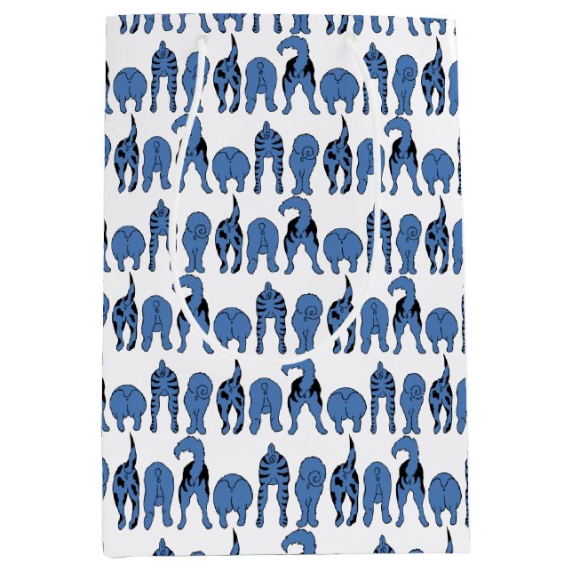 Sacola Para Presentes Média Blue Dog Butts Pattern (Frente)