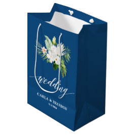 Sacola Para Presentes Média Blue Floral Wedding