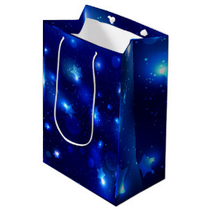 Sacola Para Presentes Média Blue Galaxy Starry Night