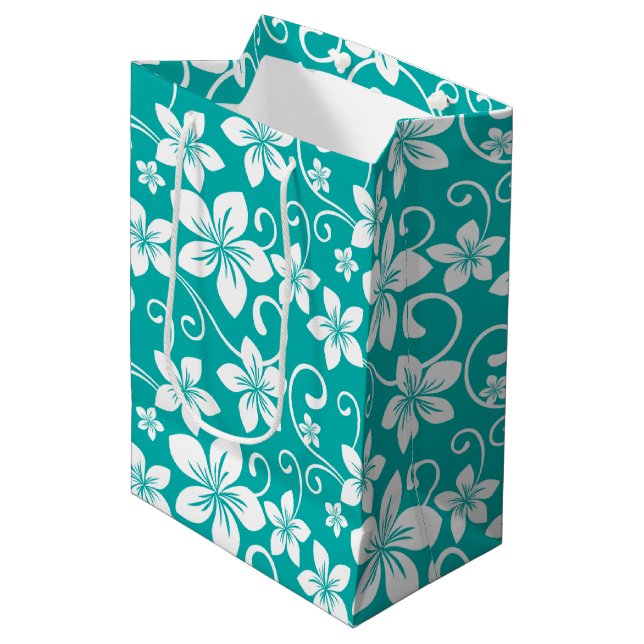 SACOLA PARA PRESENTES MÉDIA BLUE HAWAII (TEAL) (Frente inclinada)