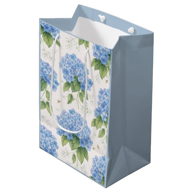 Sacola Para Presentes Média Blue Hydrangea Gift Bag | Botanical (Frente inclinada)