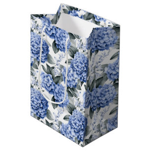 Sacola Para Presentes Média Blue Hydrangeas Gift Bag