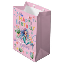 Sacola Para Presentes Média Blue Mermaid Gift Bag in Pink