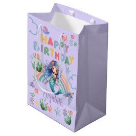Sacola Para Presentes Média Blue Mermaid Gift Bag in Purple