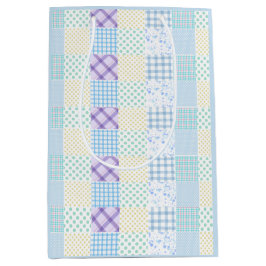 Sacola Para Presentes Média Blue-Themed Check Pattern