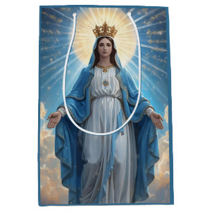 Sacola Para Presentes Média Blue VIrgin Mary Heavenly