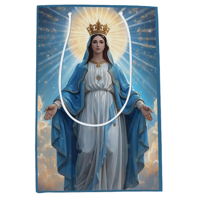 Sacola Para Presentes Média Blue VIrgin Mary Heavenly (Frente)