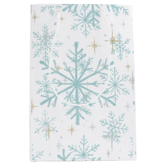 Sacola Para Presentes Média Blue & White Snowflake Sparkle Gift Bag – Frosty