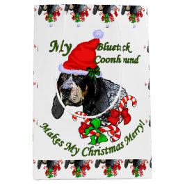 Sacola Para Presentes Média Bluetick Coonhound Natal