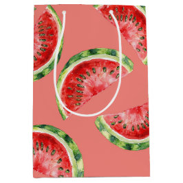 Sacola Para Presentes Média Blush Rose Red Green Watermelons Birthday