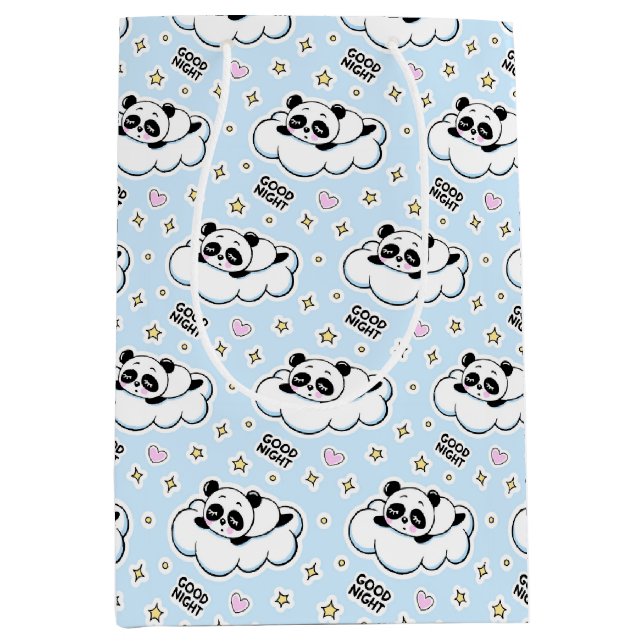 Sacola Para Presentes Média Boa Noite Dormindo Panda Bear (Frente)