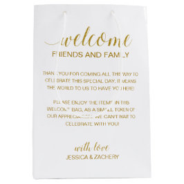 Sacola Para Presentes Média Boas-vindas ao Alojamento de Convidado de Casament