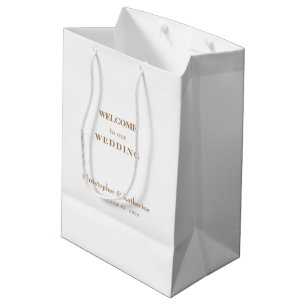 Sacola Para Presentes Média Boas-vindas ao casamento personalizado simples e D