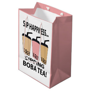 Sacola Para Presentes Média Boba Tea Bubble Tea Boba Tea