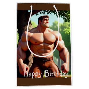 Sacola Para Presentes Média Bodybuilder Birthday