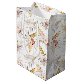 Sacola Para Presentes Média Boho Bege, Grama das Pampas Terracota Aquarela We
