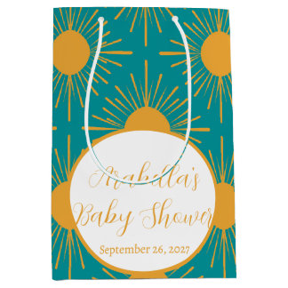 Sacola Para Presentes Média Boho Little Ray do Chá de fraldas de Turquesa do S