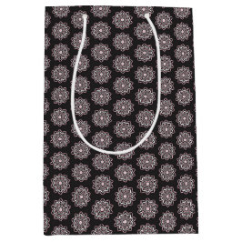 Sacola Para Presentes Média Boho Pink e Black Mandala