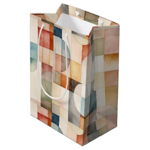 Sacola Para Presentes Média Boho Watercolor Abstrato Art