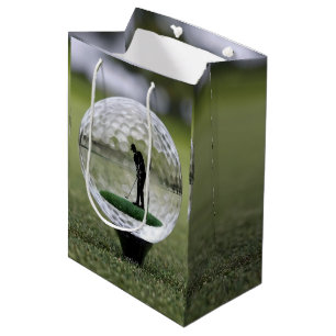 Sacola Para Presentes Média Bola De Golfe De Vidro Com Dentro De Jogador De Go