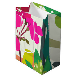 Sacola Para Presentes Média Bold Blooming Geraniums Florist Modern