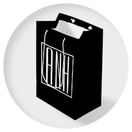 Sacola Para Presentes Média Bold Modern 3 Iniciais Monograma | Branco A Preto