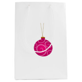 Sacola Para Presentes Média Bolha de Natal Rosa Escuro Bag Média com Presente