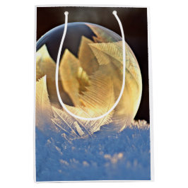 Sacola Para Presentes Média Bolha de sabão na neve