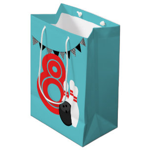 Sacola Para Presentes Média Boliche Teal Blue Retro Birthday Gift Bag