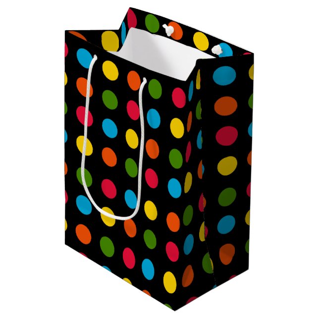 Sacola Para Presentes Média Bolinhas Amarelo-Verde-Vermelho-Amarelo-Cor-de-lar (Frente inclinada)