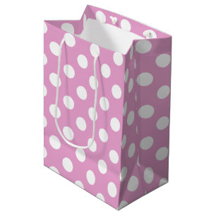 Sacola Para Presentes Média Bolinhas brancas a rosa pálido