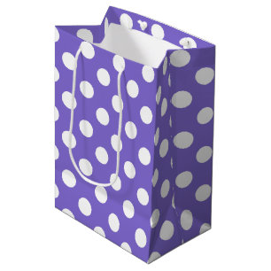 Sacola Para Presentes Média bolinhas brancas na periwinkle