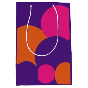 Sacola Para Presentes Média Bolinhas de cor laranja, roxa e rosa quente
