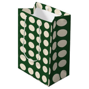 Sacola Para Presentes Média Bolinhas de cor verde do marfim bolinhas