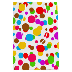 Sacola Para Presentes Média Bolinhas de fundo brancas coloridas