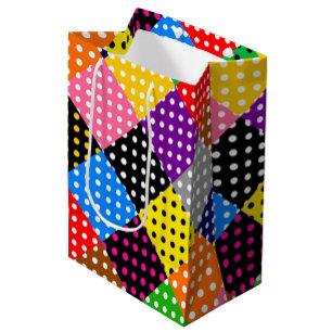 Sacola Para Presentes Média Bolinhas de Quilt de Patchwork Multicolor
