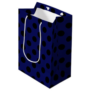 Sacola Para Presentes Média bolinhas pretas em azul marinho